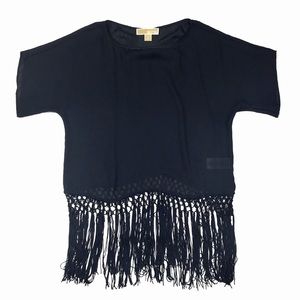 Michael Michael Kors Sheer Chiffon Fringe Blouse